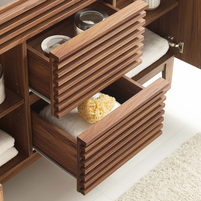 48-Inch Jerome Double Sink Bathroom Vanity Cabinet MDF Walnut with Soft-Close Drawers
