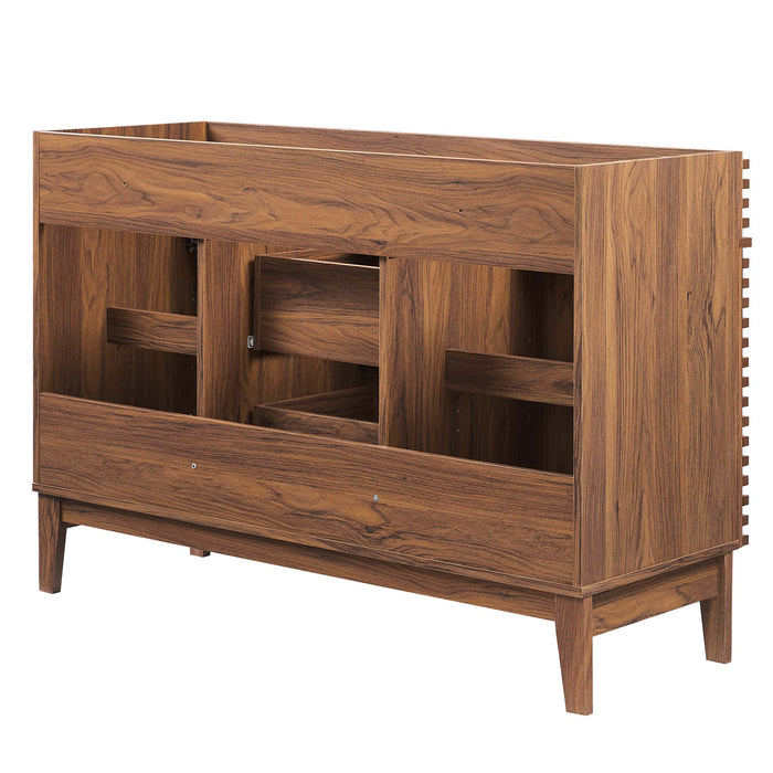 48-Inch Jerome Double Sink Bathroom Vanity Cabinet MDF Walnut with Soft-Close Drawers
