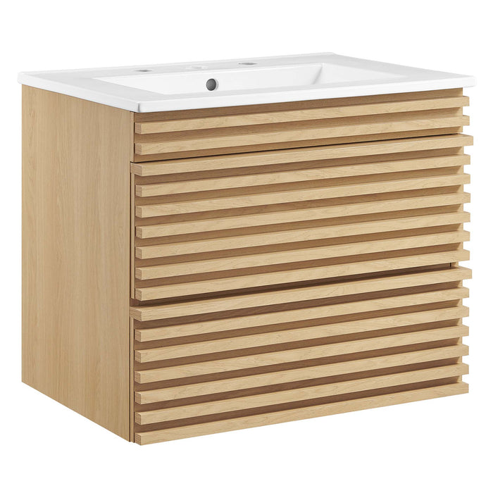 24-Inch Benson Wood Wall-Mount Bathroom Vanity – Modern Floating Cabinet