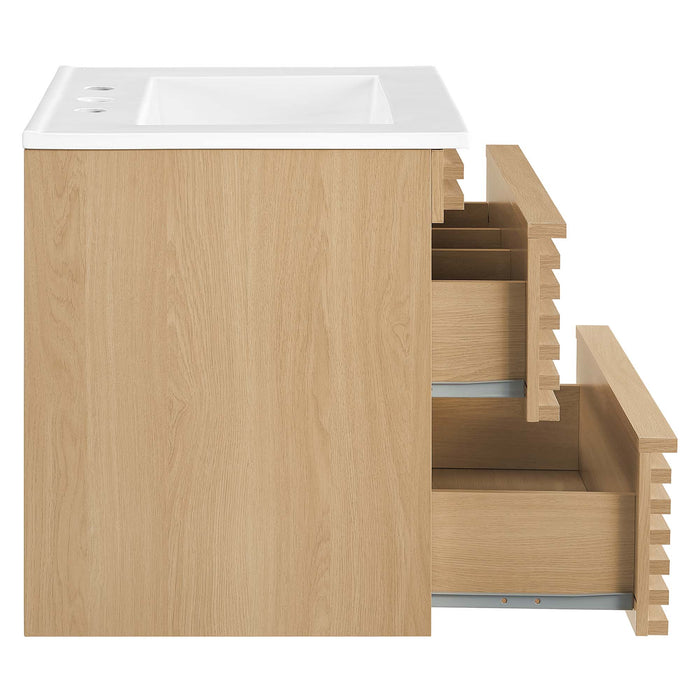 24-Inch Benson Wood Wall-Mount Bathroom Vanity – Modern Floating Cabinet