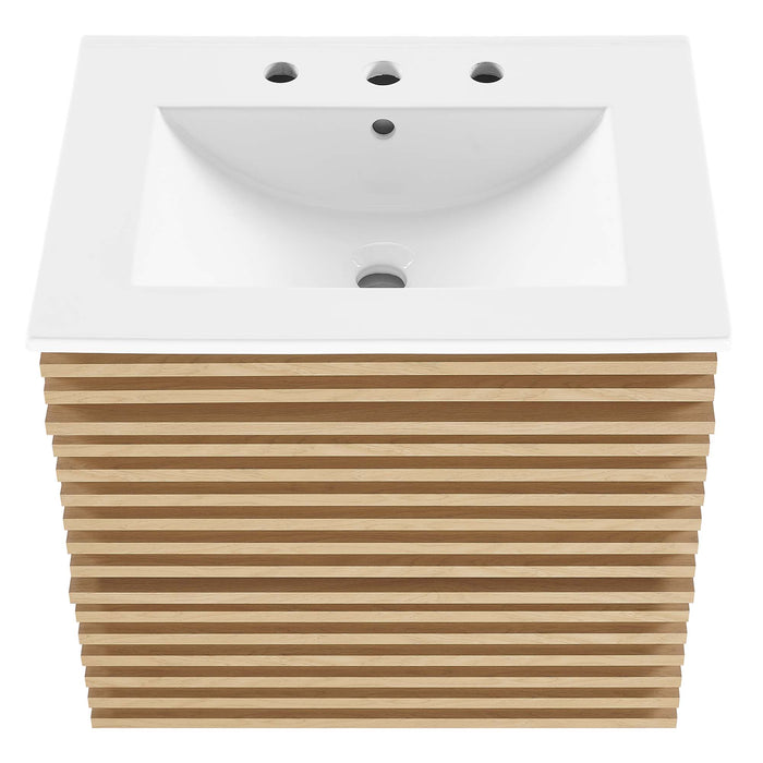 24-Inch Benson Wood Wall-Mount Bathroom Vanity – Modern Floating Cabinet