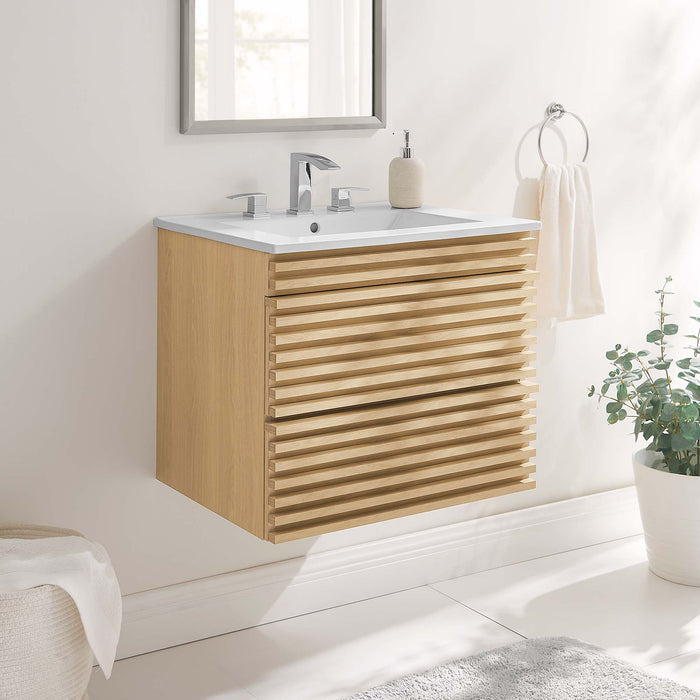 24-Inch Benson Wood Wall-Mount Bathroom Vanity – Modern Floating Cabinet