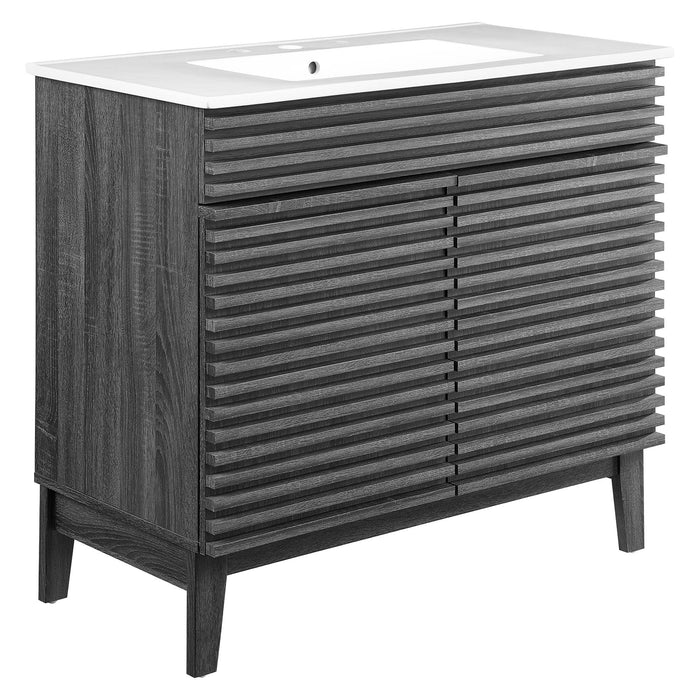 36-Inch Jed Vanity – Slatted Front with Open Storage, Sink Not Included