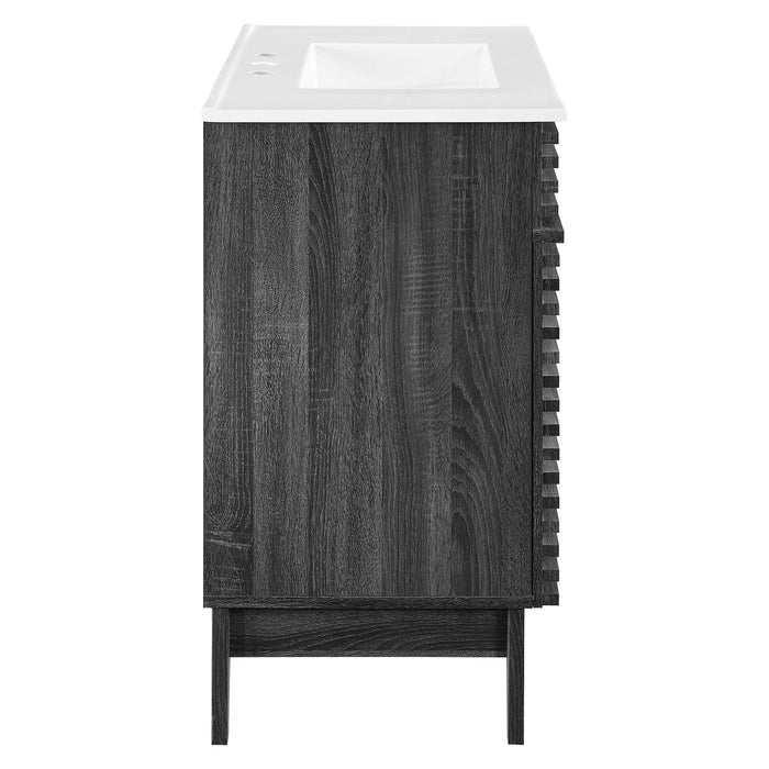 36-Inch Jed Vanity – Slatted Front with Open Storage, Sink Not Included