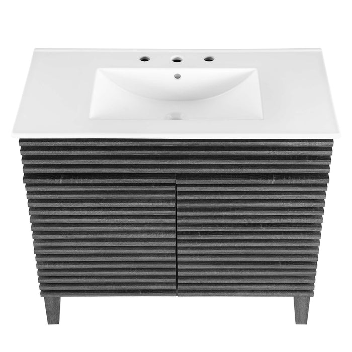 36-Inch Jed Vanity – Slatted Front with Open Storage, Sink Not Included