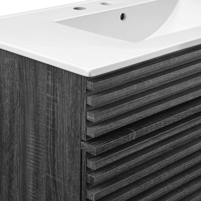 36-Inch Jed Vanity – Slatted Front with Open Storage, Sink Not Included