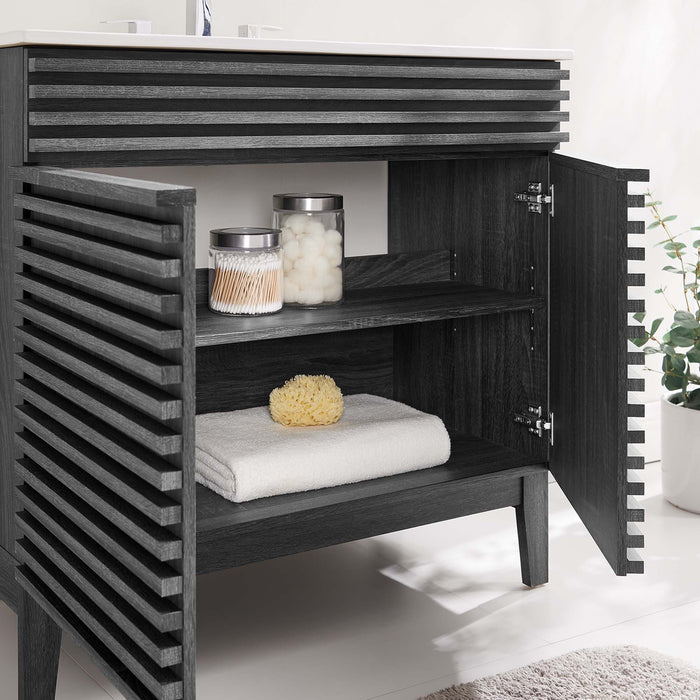 36-Inch Jed Vanity – Slatted Front with Open Storage, Sink Not Included