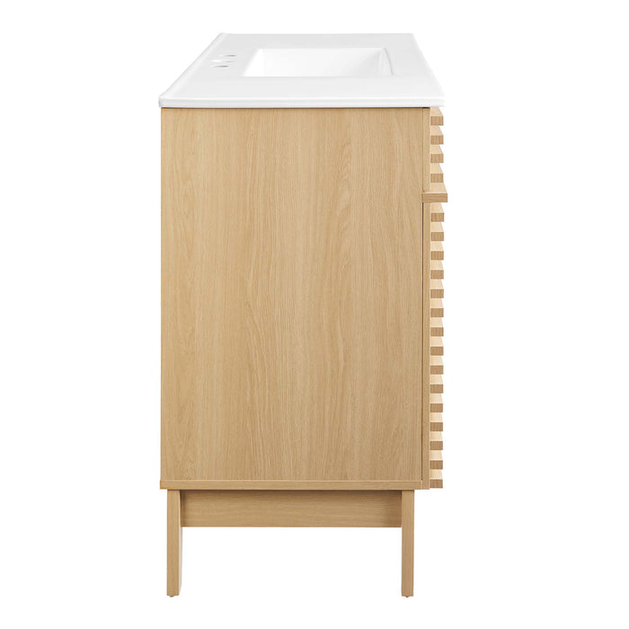 48-Inch MDF Particleboard Fairfield Single Bathroom Vanity Oak White with Integrated Ceramic Countertop