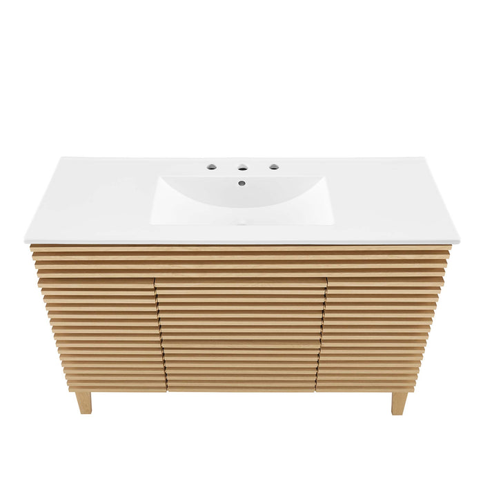 48-Inch MDF Particleboard Fairfield Single Bathroom Vanity Oak White with Integrated Ceramic Countertop