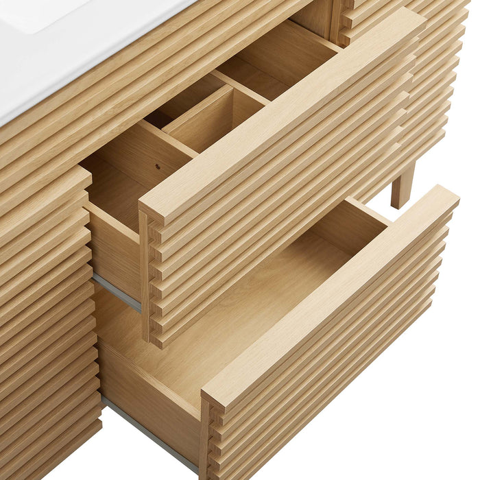 48-Inch MDF Particleboard Fairfield Single Bathroom Vanity Oak White with Integrated Ceramic Countertop