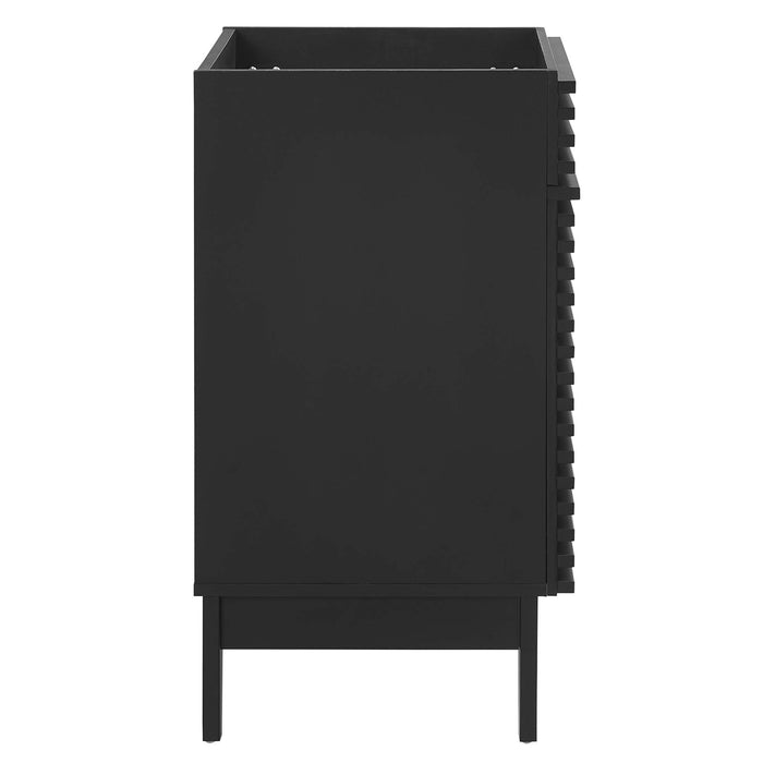 24-Inch Banjul Freestanding Vanity – Slatted Wood Bathroom Cabinet Without Basin