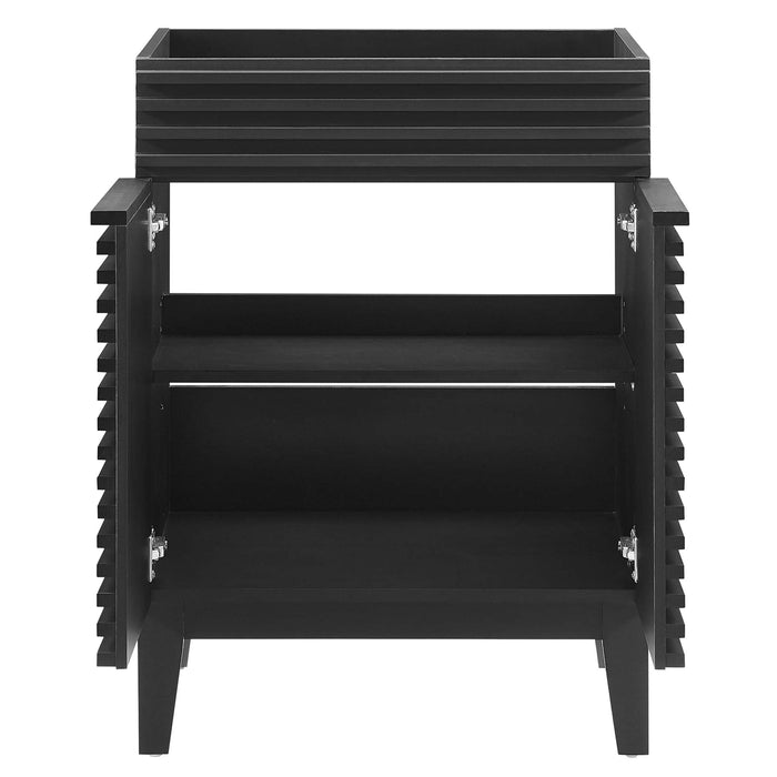 24-Inch Banjul Freestanding Vanity – Slatted Wood Bathroom Cabinet Without Basin