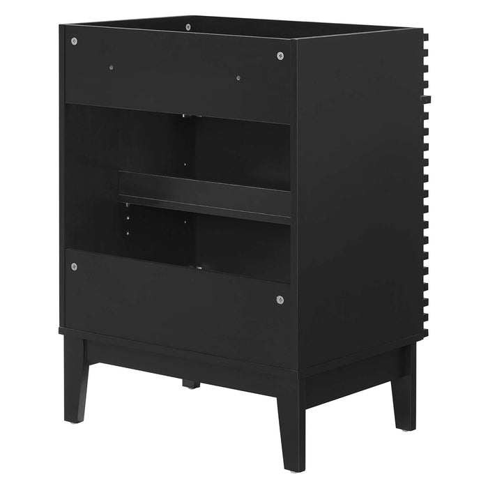 24-Inch Banjul Freestanding Vanity – Slatted Wood Bathroom Cabinet Without Basin