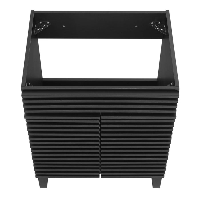 24-Inch Banjul Freestanding Vanity – Slatted Wood Bathroom Cabinet Without Basin