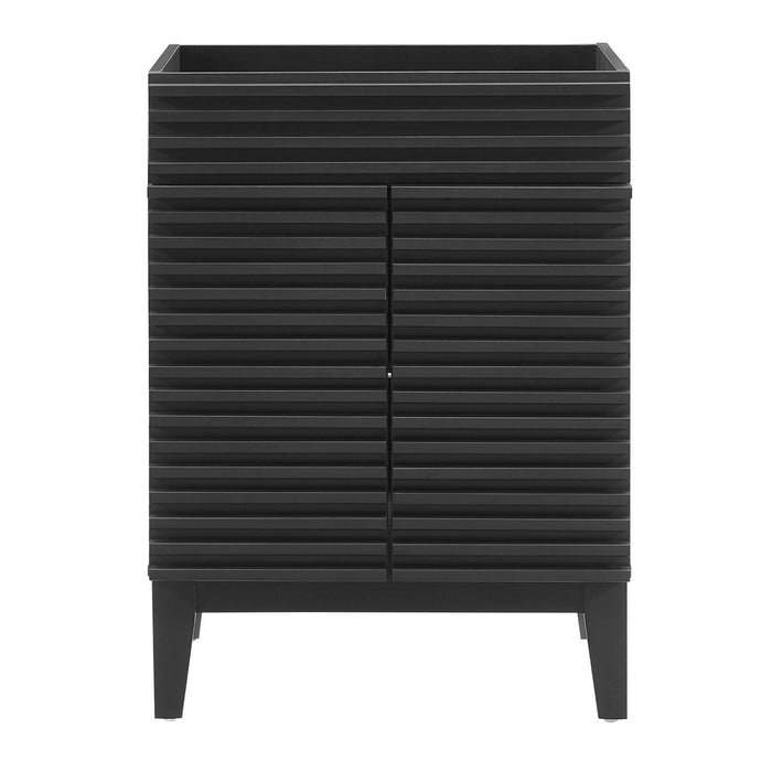 24-Inch Banjul Freestanding Vanity – Slatted Wood Bathroom Cabinet Without Basin