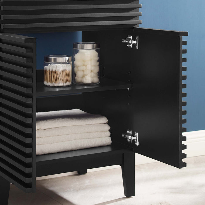 24-Inch Banjul Freestanding Vanity – Slatted Wood Bathroom Cabinet Without Basin