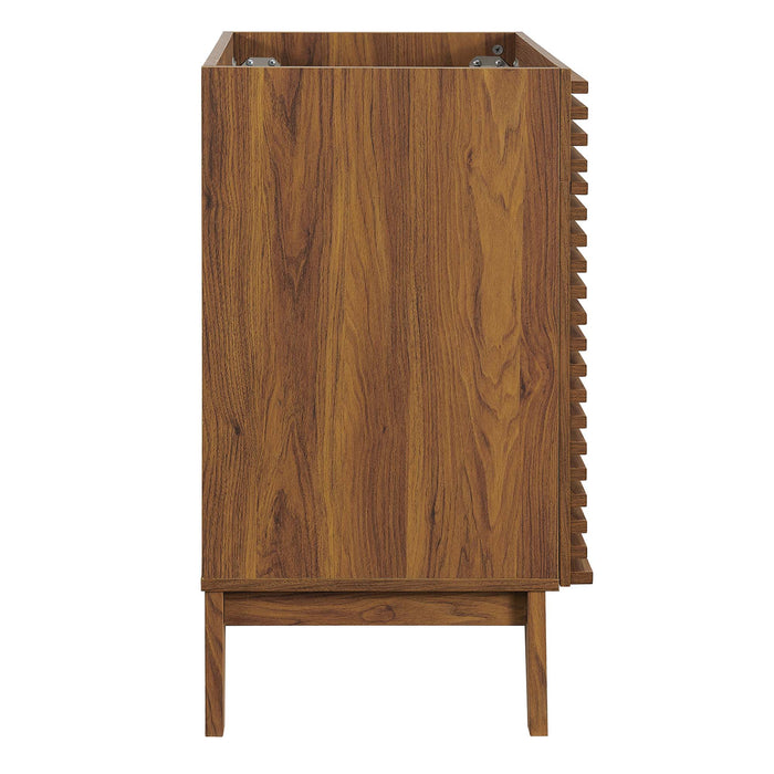 24 Inch Maxi Freestanding Vanity Cabinet – Slatted Wood Design, Basin Excluded