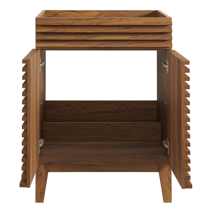 24 Inch Maxi Freestanding Vanity Cabinet – Slatted Wood Design, Basin Excluded