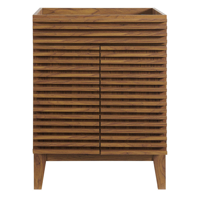 24 Inch Maxi Freestanding Vanity Cabinet – Slatted Wood Design, Basin Excluded