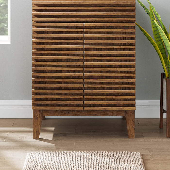 24 Inch Maxi Freestanding Vanity Cabinet – Slatted Wood Design, Basin Excluded