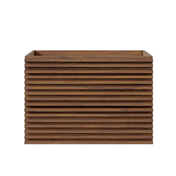 30 Inch Ferris Wall-Hung Vanity Cabinet – Walnut Finish with Open Storage, No Sink