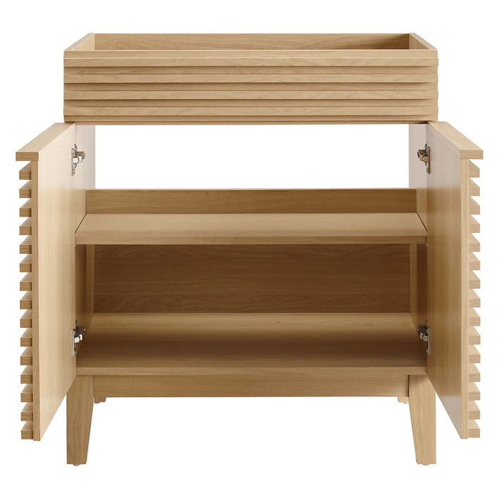 30-Inch Leaf Bathroom Vanity Cabinet – Engineered Wood, Slatted Doors