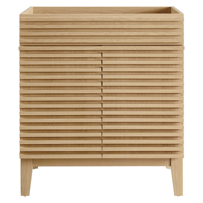 30-Inch Leaf Bathroom Vanity Cabinet – Engineered Wood, Slatted Doors