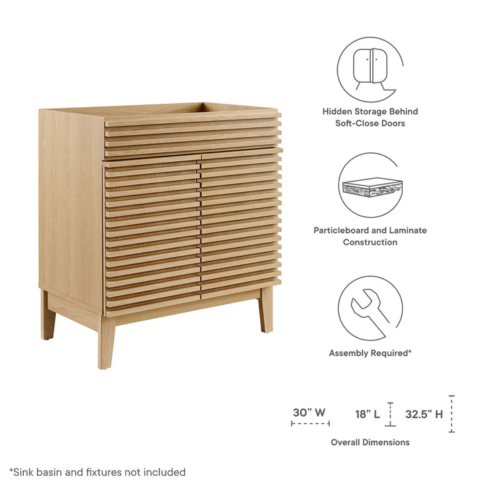 30-Inch Leaf Bathroom Vanity Cabinet – Engineered Wood, Slatted Doors