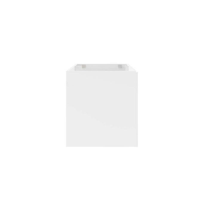 36-Inch Asleesh Large White Melamine Wall-Mount Bathroom Vanity Cabinet with Dual Drawers Sink Basin Not Included
