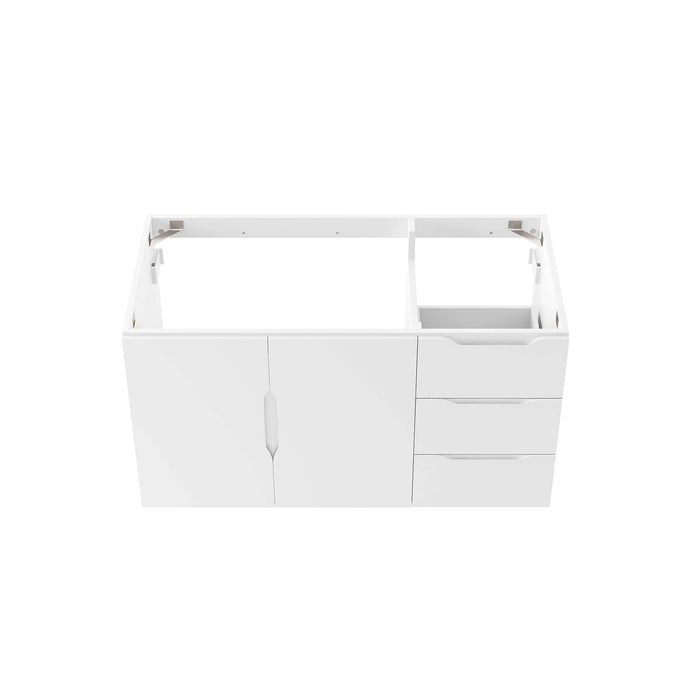 36-Inch Asleesh Large White Melamine Wall-Mount Bathroom Vanity Cabinet with Dual Drawers Sink Basin Not Included