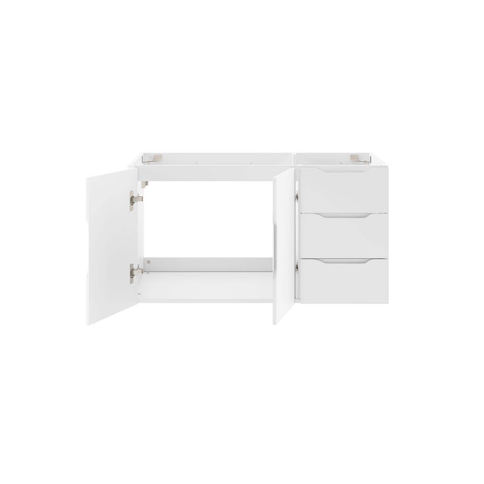 36-Inch Asleesh Large White Melamine Wall-Mount Bathroom Vanity Cabinet with Dual Drawers Sink Basin Not Included