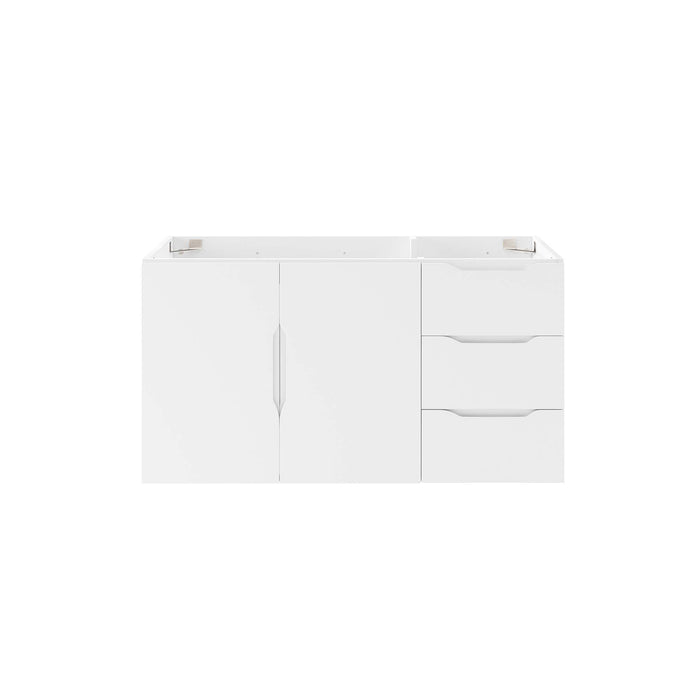 36-Inch Asleesh Large White Melamine Wall-Mount Bathroom Vanity Cabinet with Dual Drawers Sink Basin Not Included