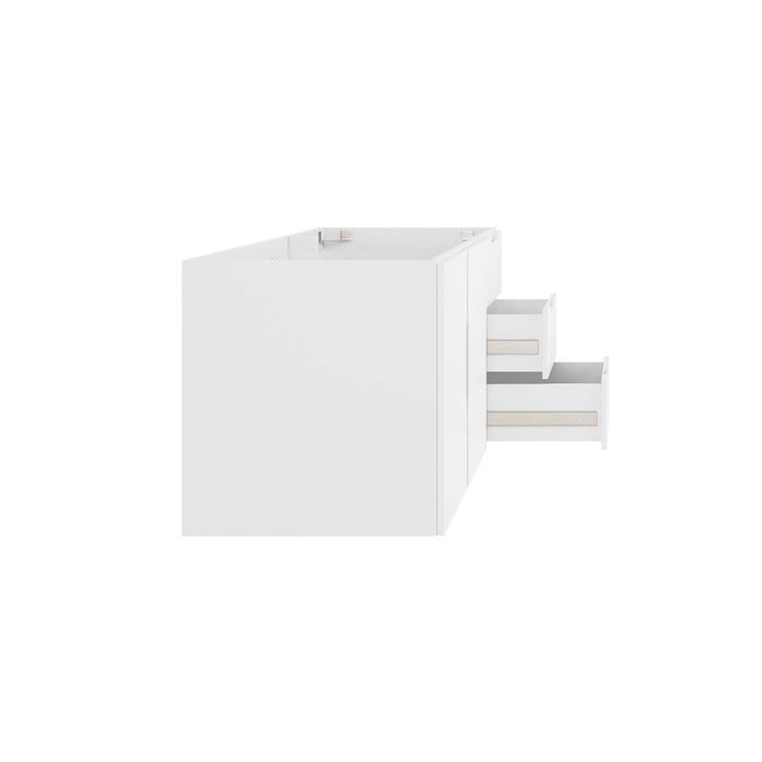 48-Inch Large White Wall-Mount Melamine Bathroom Vanity Cabinet Clean-Lined Style Single/Double Sink Ready No Sink Included