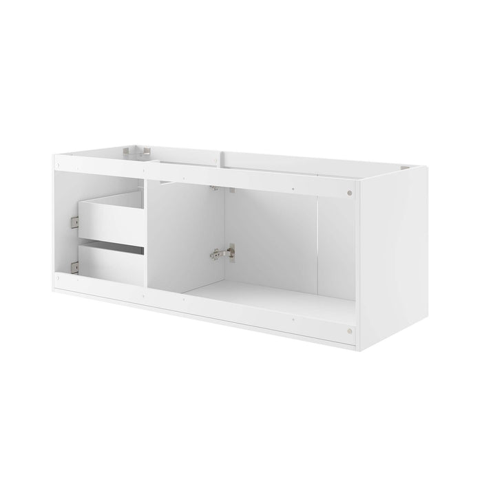48-Inch Large White Wall-Mount Melamine Bathroom Vanity Cabinet Clean-Lined Style Single/Double Sink Ready No Sink Included