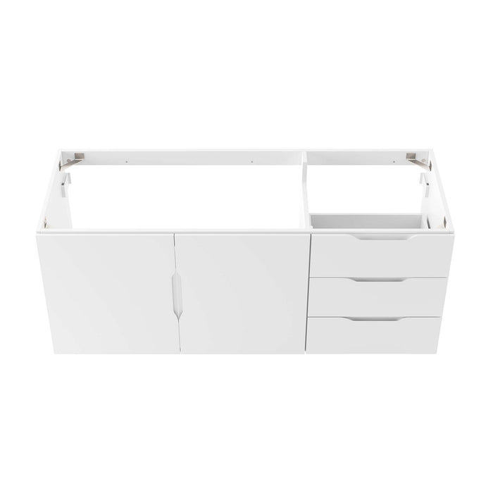 48-Inch Large White Wall-Mount Melamine Bathroom Vanity Cabinet Clean-Lined Style Single/Double Sink Ready No Sink Included