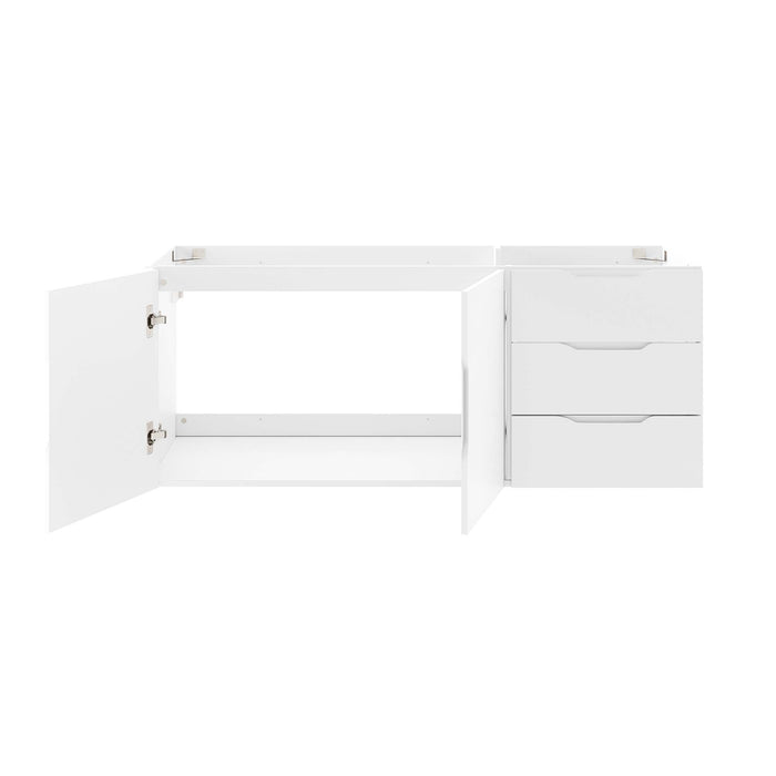 48-Inch Large White Wall-Mount Melamine Bathroom Vanity Cabinet Clean-Lined Style Single/Double Sink Ready No Sink Included