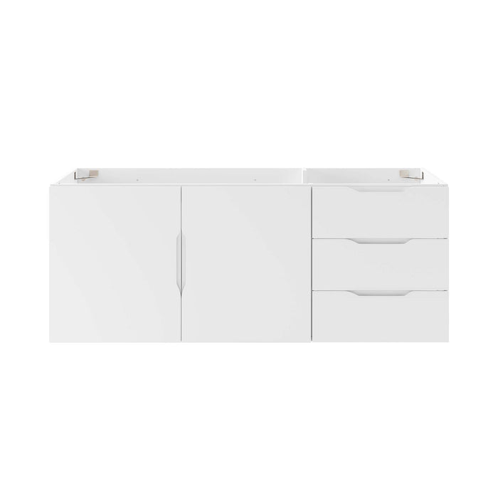 48-Inch Large White Wall-Mount Melamine Bathroom Vanity Cabinet Clean-Lined Style Single/Double Sink Ready No Sink Included