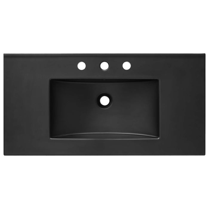 36-Inch Winna Bathroom Sink by Modway – Rectangular Ceramic Basin with Clean Edges