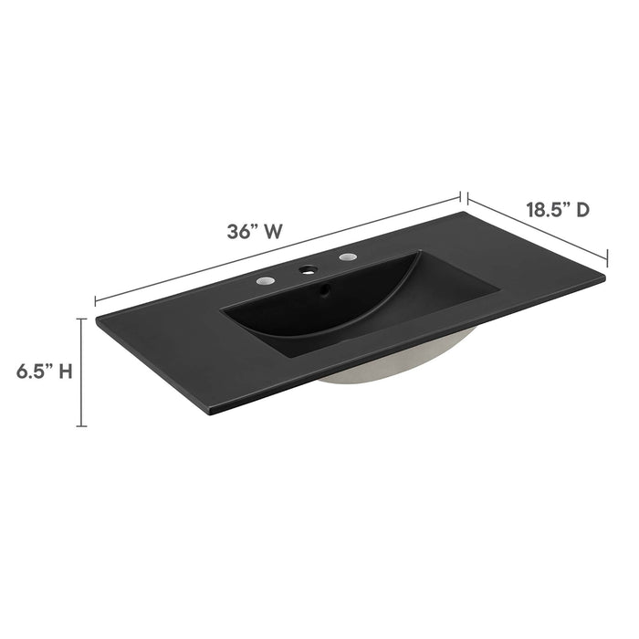 36-Inch Winna Bathroom Sink by Modway – Rectangular Ceramic Basin with Clean Edges