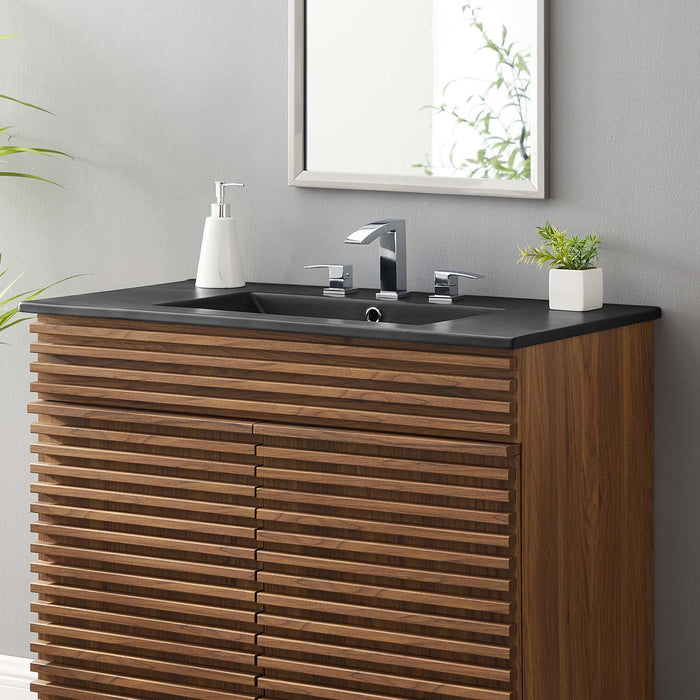 36-Inch Winna Bathroom Sink by Modway – Rectangular Ceramic Basin with Clean Edges