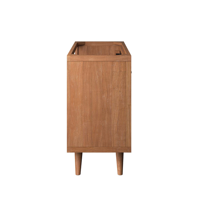 36-Inch Fausta Vanity Cabinet – Minimalist Teak Wood Bathroom Base with Open Shelf with No Sink Included