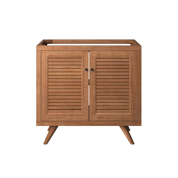 36-Inch Fausta Vanity Cabinet – Minimalist Teak Wood Bathroom Base with Open Shelf with No Sink Included
