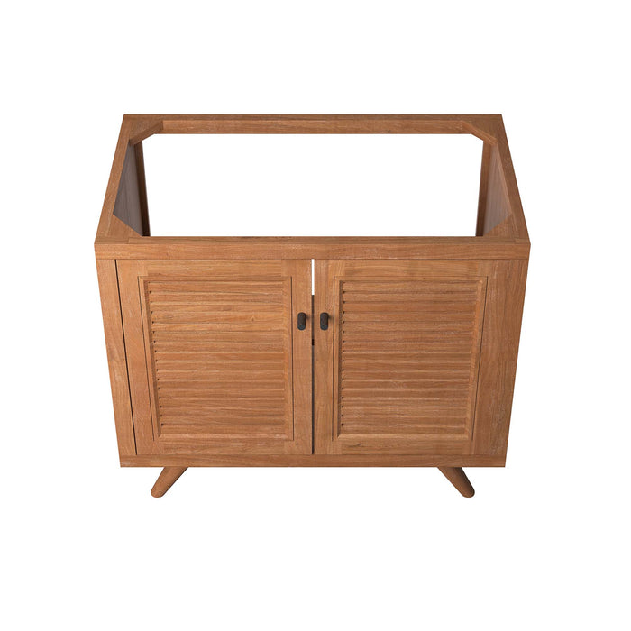 36-Inch Fausta Vanity Cabinet – Minimalist Teak Wood Bathroom Base with Open Shelf with No Sink Included