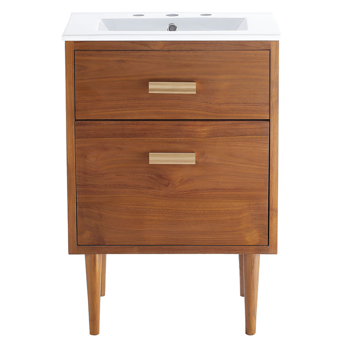 24-Inch Beecher Vanity – Compact Freestanding Wood Bathroom Cabinet with Resin Basin