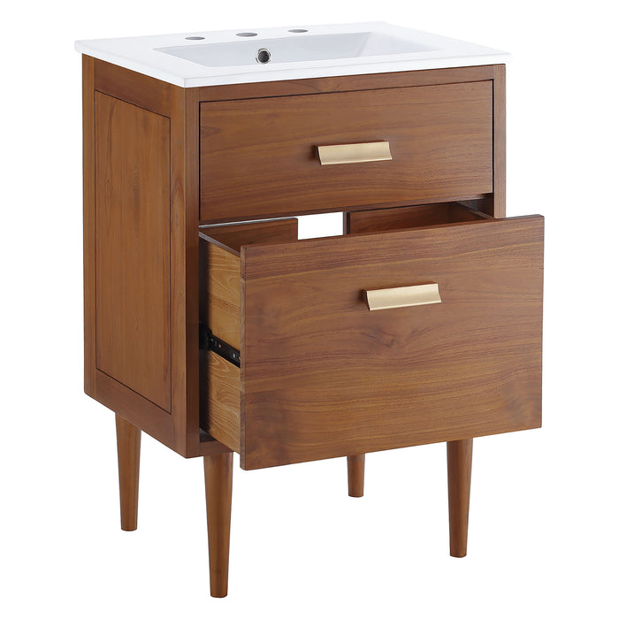 24-Inch Beecher Vanity – Compact Freestanding Wood Bathroom Cabinet with Resin Basin