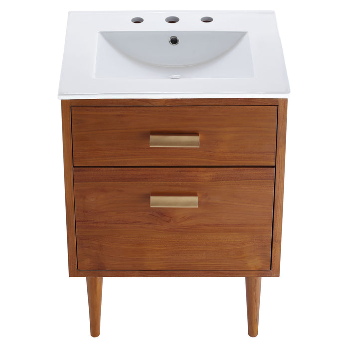 24-Inch Beecher Vanity – Compact Freestanding Wood Bathroom Cabinet with Resin Basin