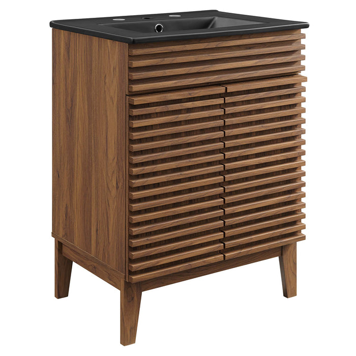24-Inch Wooden Tanisha Bathroom Vanity – With Shelf & Slatted Door