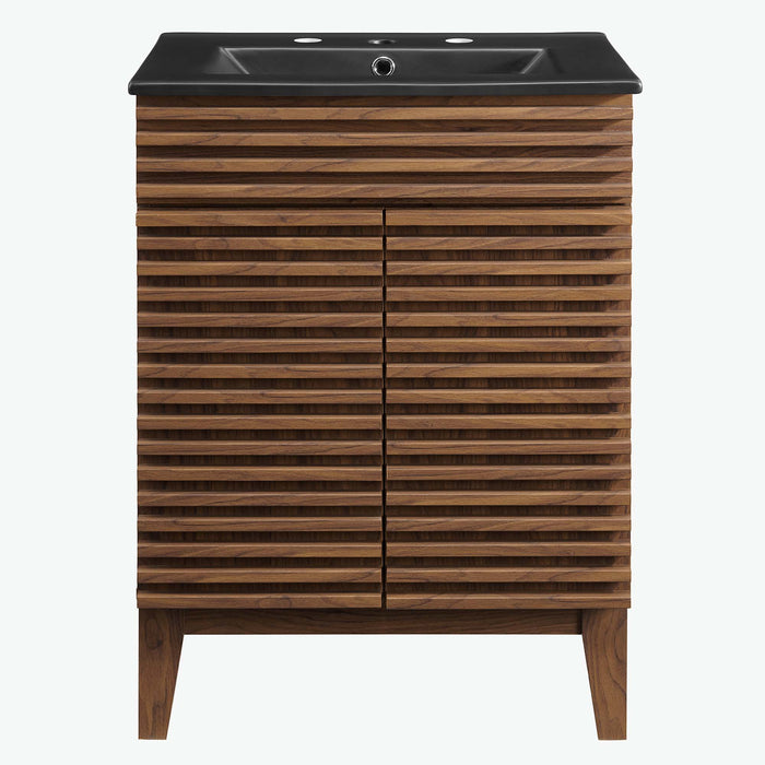 24-Inch Wooden Tanisha Bathroom Vanity – With Shelf & Slatted Door