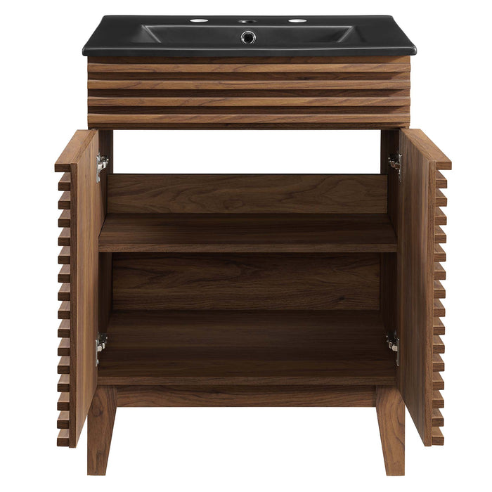 24-Inch Wooden Tanisha Bathroom Vanity – With Shelf & Slatted Door