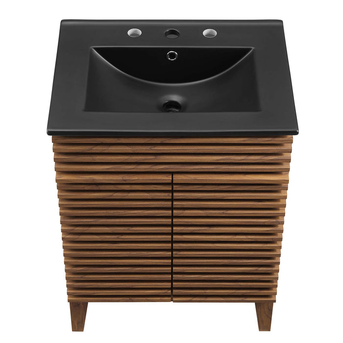 24-Inch Wooden Tanisha Bathroom Vanity – With Shelf & Slatted Door